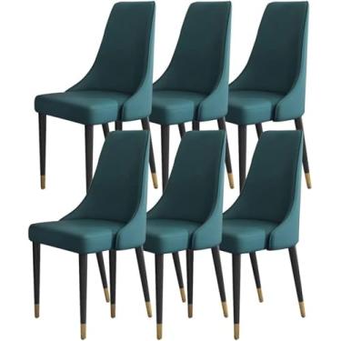 Imagem de EESCZVGBDX Conjunto de 6 cadeiras de couro de microfibra para quarto, varanda, sofá, cadeira de ferro, penteadeira, cadeira de maquiagem, cadeiras de jantar