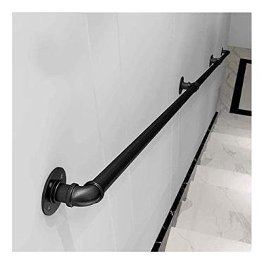 Imagem de Trilho de parede para corrimão de 0,3 m a 6 m para degraus de escadas - ferro escuro - fácil instalação para escadas internas externas varanda deck trilho de mão (tamanho: 0,3 m)