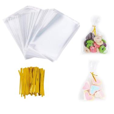 Imagem de 100 peças, saco autoadesivo, transparentes, resseláveis, sacos de celofane para lembrancinhas de festa, sacos autovedantes para biscoitos, sabonete, 10 x 15 cm