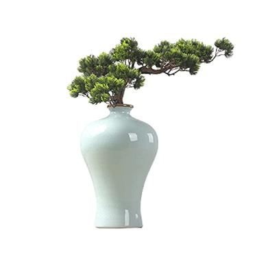 Imagem de KUYBTU Árvores artificiais plantas em vaso 48 cm bonsai falso pinheiro, plantas de cerâmica em vaso, bonsai de cedro artificial usado para plantas artificiais de interior/exterior bonsai
