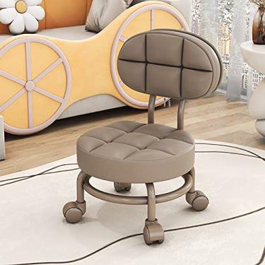 Imagem de BSNANCA Banqueta cosmética com rolamento, assento baixo de rolo, banquinho baixo com rolamento, rodas redondas com rolamento, banqueta rolante, almofada (L) (F) (C)