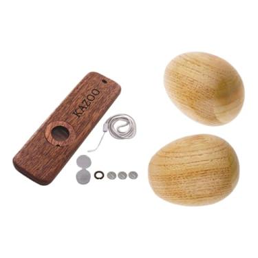 Imagem de Dynwave Kazoo de madeira, instrumento musical, chocalho de madeira em formato de ovo, maracas para crianças e adultos, ótimo companheiro para festas, presente