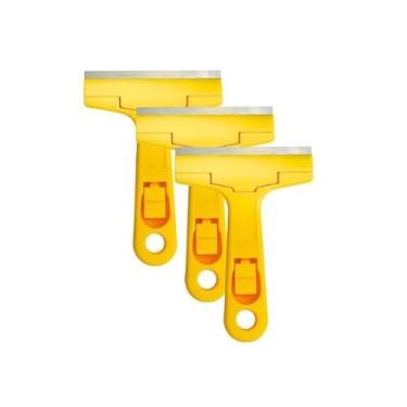 Imagem de Kit Raspador De Vidro Limpeza Box Multifuncional Com 3 Laminas Extras Para Limpeza Profissional Pisos Azulejos Ceramica(3 Unidads)