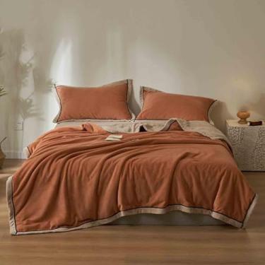 Imagem de Cobertor de lã cobertor ponderado cobertores e mantas fofas mulheres homens para cama adulto casal solteiro para sofá inverno grosso quente macio e confortável outono (laranja, 150 x 200 cm)