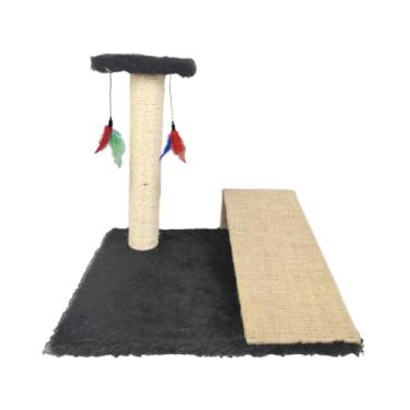 Imagem de Brinquedo para Gato Arranhador com Pena e Rampa Poste Sisal (Preto)
