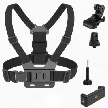 Imagem de Suporte Esportivo Peito Peitoral Para Celular E Câmera Gopro Chest Band Ajustável 360° Colete Para Vídeo E Filmagem Esporte Moto E Bike Compatível Smartphone Camera