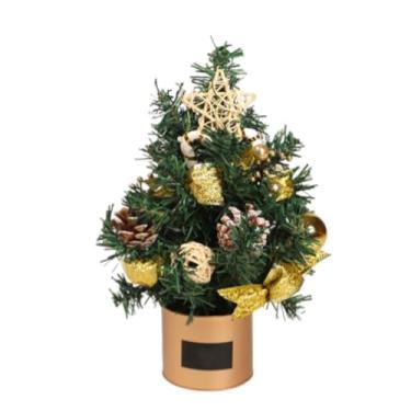 Imagem de Mini árvore de Natal de 30 cm para varanda, quarto, casas, decoração de sala de estar, planta artificial (ouro)