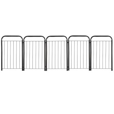Imagem de Nakagawa Cercado de Segurança para Pets, Metal, 5 Módulos, 51cm Altura, Dobrável, Ideal para Cães Filhotes, Proteção para Portas, 173cm Largura Total (Preto)
