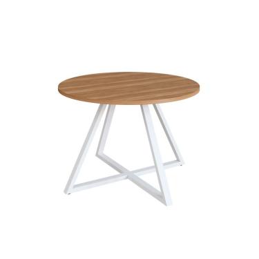 Imagem de Mesa de Jantar Redonda com Tampo MDP Concept Nogal e Branca 110 cm