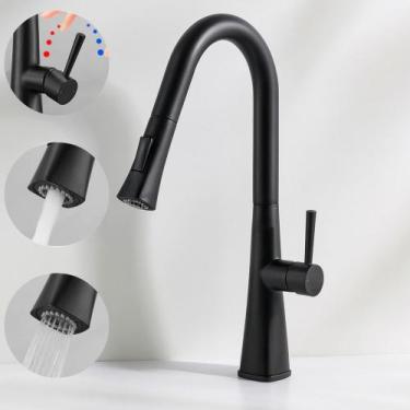 Imagem de Torneira Para Cozinha Gourmet Monocomando Preto Fosco Deend