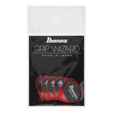 Imagem de Palheta Ibanez Sand Grip Wizard Média 0.80Mm Vermelho 6Unid