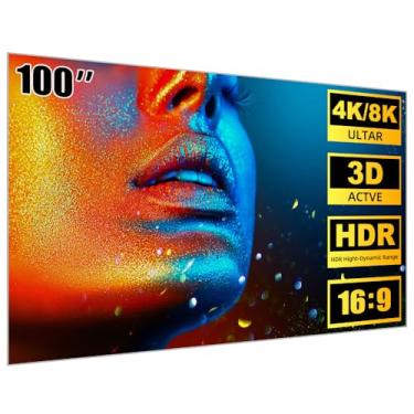 Imagem de Tela de projetor de 100 polegadas 16:9 dobrável anti-vinco, tela de projetor portátil para filmes, home theater, ambientes internos e externos, suporte para projeção frente e verso BETTDOW
