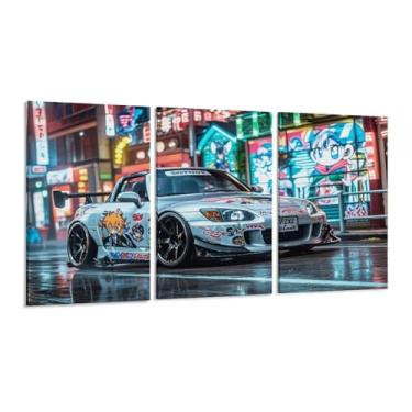 Imagem de HouLaiZhe Graffiti JDM Car S2000 neon pôster arte de parede em tela para sala de estar quarto decoração de casa escritório pintura pôsteres (40 x 80 cm) × 3)
