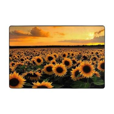 Imagem de ZERAOKE Tapetes de área de pôr do sol de girassol para sala de estar 1,2 x 1,5 m, tapete macio e moderno, tapetes antiderrapantes para decoração de casa, tapete lavável para quarto, jantar,