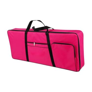 Imagem de menolana 61 Caixa de teclado Teclado Bolsa de teclado com tiras de mochila O saco de gig portátil de piano elétrico portátil 40.16 "x16.54" x1.97 ", Rosa Vermelha