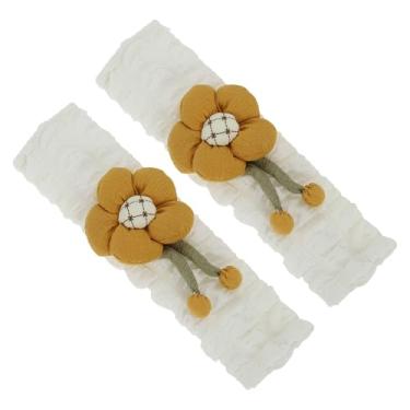 Imagem de Partuto Capa de cinto de segurança amarelo gengibre almofada poliéster algodão linho 24,5 cm alça de cinto de segurança almofada almofada ombro acolchoado 2 peças