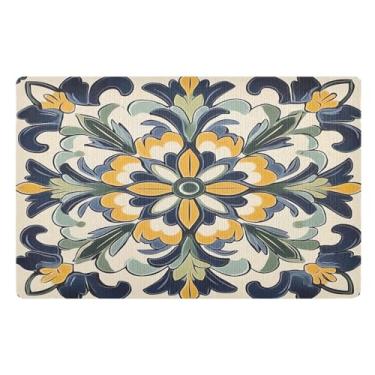 Imagem de STAYTOP Lindo tapete de porta mandala para entrada externa 81 x 50 cm, tapete de boas-vindas ao ar livre/interno, tapetes de banho fofos, capacho frontal antiderrapante para entrada, pátio, áreas de