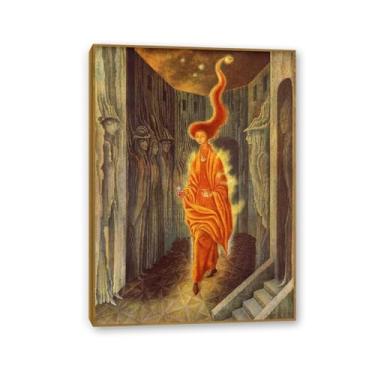 Imagem de Zeichn8u Remedios Varo Canvas The Call Posters Wall Art Surrealism Home Decor Remedios Varo Art Prints Pinturas Sala de Estar Quarto Presente Decoração de Parede 100x70cm (99.1x71.1 cm) Moldura teca