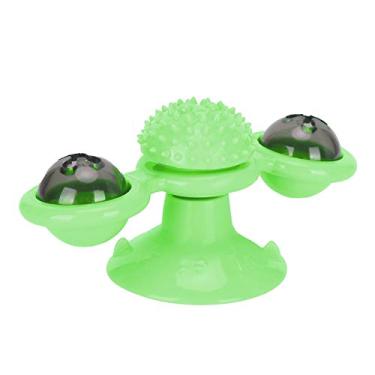 Imagem de Ymiko Moinho de Giratório de Brinquedo Interativo para Gatos Com LED e Bola de Erva-de-gato, Teaser Envolvente para Diversão (verde)