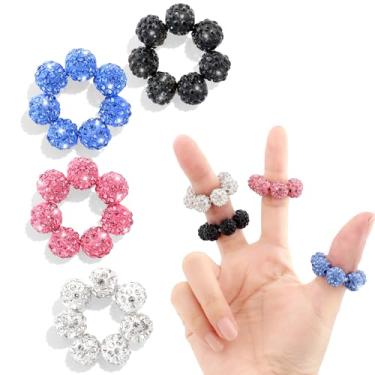 Imagem de 4Pack Fidget Rings, Rhinestone Bead Sensory Rings, Stress Relief Gifts, Anxiety Rings for Women, Finger Massager for Office Workers, ADHD Fidget Toys