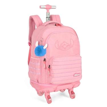 Imagem de Mochila de Rodinha Infantil - Disney Stitch - Crinkle Salmão - Luxcel
