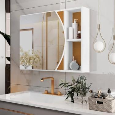 Imagem de Armário De Banheiro Com Espelho E PrateleiraShop Moderno(Branco Flex)