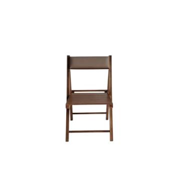 Imagem de Cadeira Dobrável em Madeira Cor Castanho com Assento Multilaminado e Encosto Estofado Preebel Courino Bege