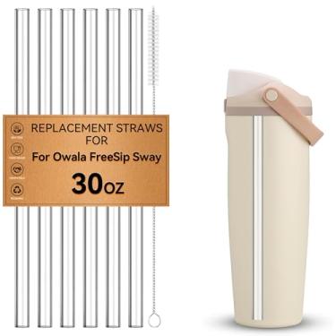 Imagem de Canudos para garrafa de água Owala FreeSip Sway de 850 g, 6 peças de substituição de canudos para garrafa Owala Sway de 850 g, canudos reutilizáveis de plástico transparente com escova limpa