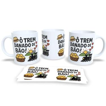 Imagem de Caneca de Cerâmica Branca com Frase Engraçada, Design Colorido com Ilustração de Mulher, Tema Café e Biscoitos (21075)