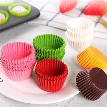 Imagem de 500 forros de mini cupcake brancos à prova de gordura sem cheiro, embalagens de cupcake pequenas (amarelo)