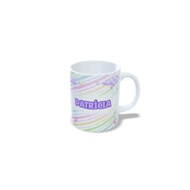 Imagem de Caneca de Cerâmica Personalizada com Alfabeto de Princesas, Nome Alice, 325ml, Design Colorido com Flores (p)
