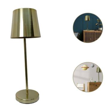 Imagem de Luminária Abajur Mesa Dourado Polido Metálico 48Cm Spotline