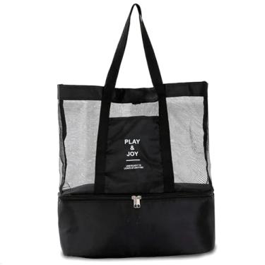 Imagem de Bolsa Sacola Térmica 30L com Bolso Térmico Cooler – Impermeável, Grande e Portátil | Ideal para Praia, Piscina, Viagem, Picnic, Academia e Dia a Dia (Preto)