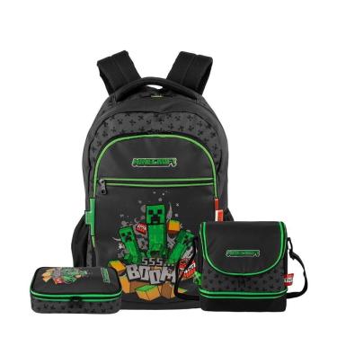 Imagem de Mochila Costas Lancheira Térmica Estojo Box Minecraft Icons