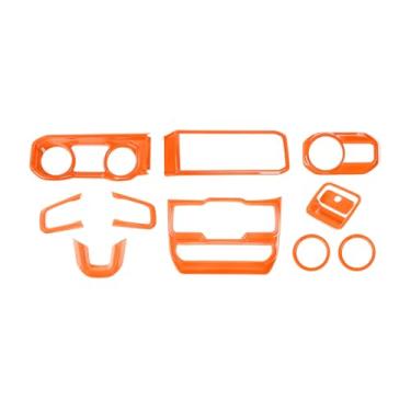 Imagem de JeCar Kit de acabamento interior laranja 11 peças para Jeep Wrangler JL JLU e Gladiator JT 2024 2025+