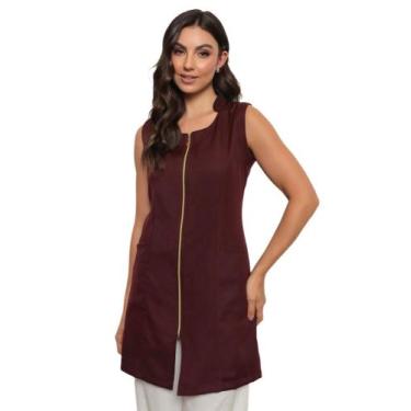 Imagem de Jaleco Regata Feminino Oxford Zíper Bordo Isabel - gardenia jalecos, G