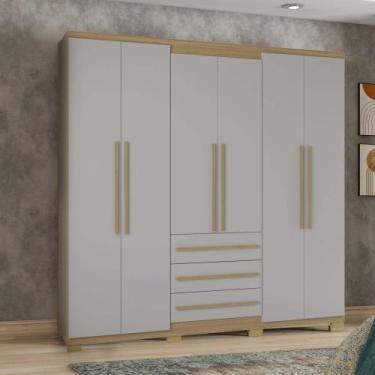 Imagem de Roupeiro Valencia 6 Portas Damasco/Off White - Poquema