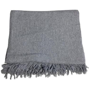 Imagem de Manta extragrande 210 x 120 cm 100% algodão puro Adequada para sofás ou camas, combinando funcionalidade protetora com um elegante apelo decorativo. (Cinza Neblina)