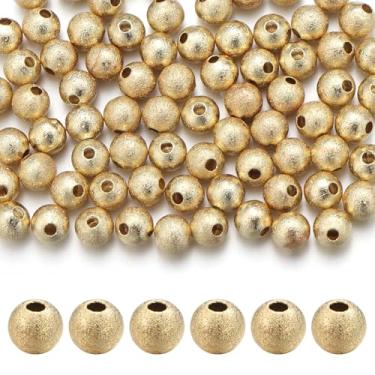 Imagem de Chuyau 80 peças de contas espaçadoras preenchidas com ouro fosco 18 k de 5 mm para fabricação de joias, contas de latão de metal liso sem costura para pulseiras faça você mesmo, colar, brinco