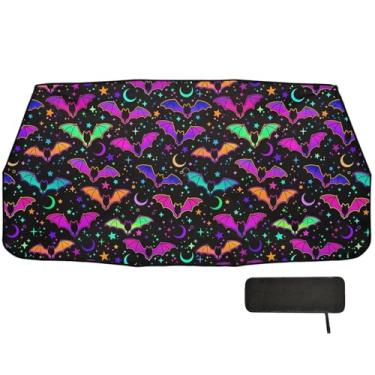 Imagem de Guarda-sol multicolorido, brilhante, morcegos, caminhão, pára-brisa, bloqueio UV, janela de carro, 147 x 75 cm, guarda-chuva automático para carro
