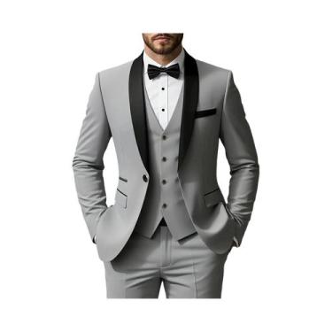 Imagem de Conjunto De Terno Masculino De 3 Peças Elegante: Jaqueta, Colete E Cal