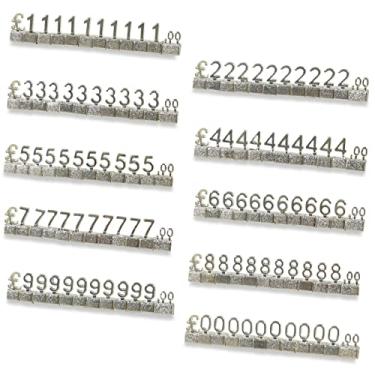 Imagem de Boxonly 50 peças de etiqueta digital de preço GBP £ preço 3D prateleira de metal kit cubo ajustável etiquetas para joias relógios loja escritório exibição prata