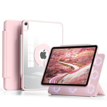 Imagem de GKABXY Capa transparente para iPad (A16) 11ª geração de 11 polegadas 2025, iPad 10ª geração 10,9 polegadas 2022 com suporte para lápis, parte traseira magnética removível giratória transparente de