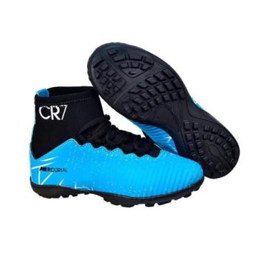 Imagem de Chuteira Society Masculina Feminina Mercurial Azul Preto Futebol 7, Az