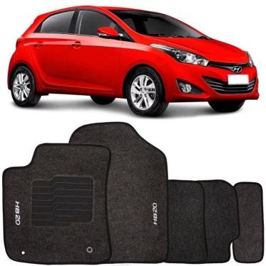 Imagem de Jogo de Tapete Automotivo Carpete Hyundai Hb20 2012 à 2019 Soft Logo Bordado 5 Peças