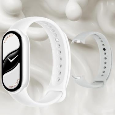 Imagem de Pulseira silicone Relógio Branco oval, pulseira silicone para Mi Band 10 CERÂMIC BRANCO 10 smart-band 10 (GLOBAL), mi band, Tela 1,72, Fitness.