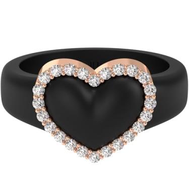 Imagem de Rinfit Aliança de casamento feminina de silicone com pedras - Anel de coração com zircônia cúbica - Design pendente de patente, Size 5, Silicone, Zircônia cúbica