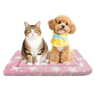 Imagem de Tapete de cama para cães – Almofada macia e confortável para canil – Cama e tapete durável para cães e gatos – ideal para gaiola, canil e uso doméstico (rosa (rosa e estrelas pequenas, P (61 cm x 45