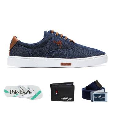 Imagem de Sapatênis Casual Kit com Chinelo Carteira Cinto Dia a Dia - Polo Joy, 