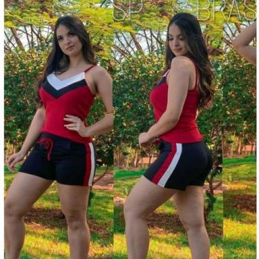 Imagem de Conjunto  Regata com Short Moletinho Feminino EM Malha Crepe  Look Blo